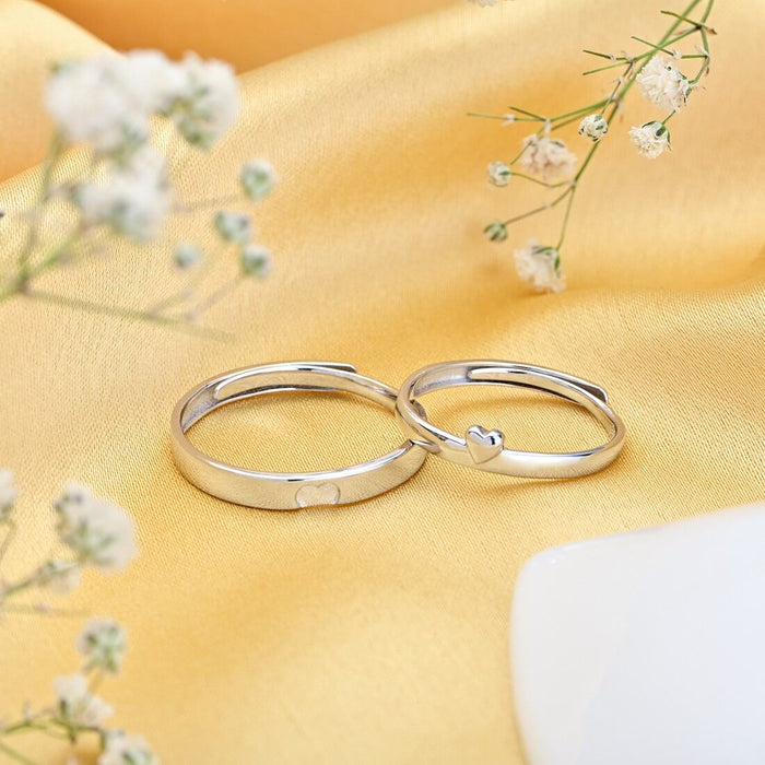 Heart's Desire 925 Sterling Silver Heart Pattern Ring for Couple Ring (Adjustable)