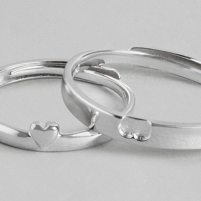 Heart's Desire 925 Sterling Silver Heart Pattern Ring for Couple Ring (Adjustable)