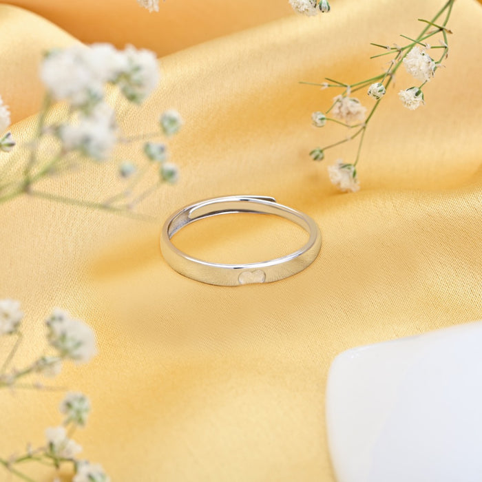 Heart's Desire 925 Sterling Silver Heart Pattern Ring for Him (Adjustable)