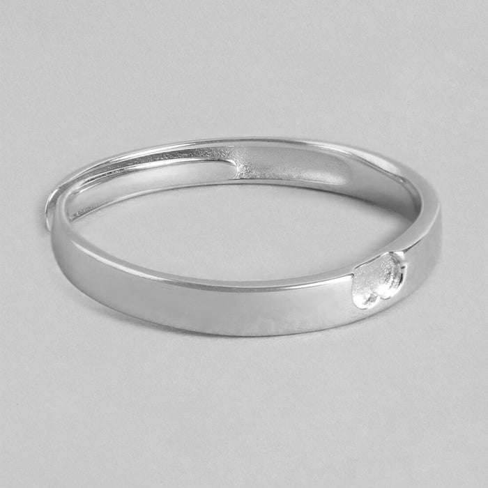 Heart's Desire 925 Sterling Silver Heart Pattern Ring for Him (Adjustable)