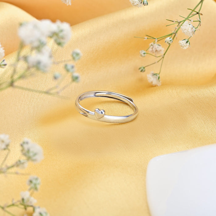 Heart's Desire Sterling Silver Heart Pattern Ring for Women (Adjustable)