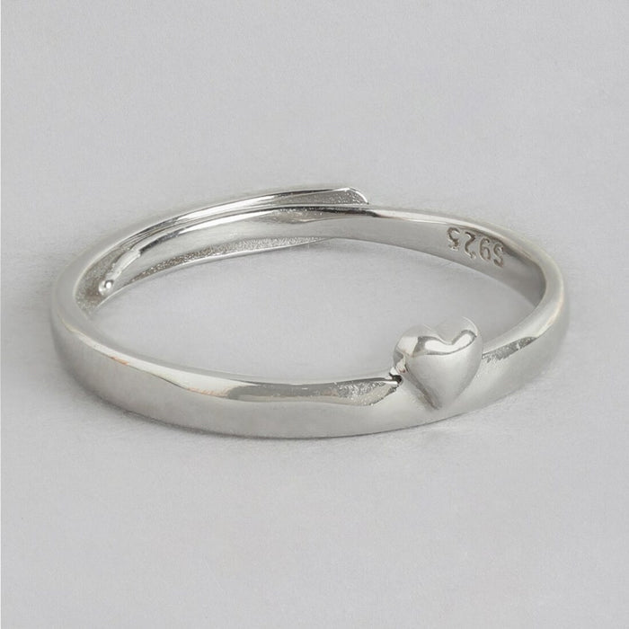 Heart's Desire Sterling Silver Heart Pattern Ring for Women (Adjustable)