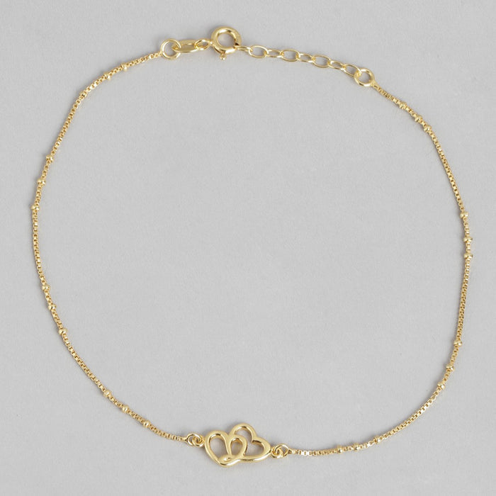 Hearts in Harmony Gold-Plated 925 Sterling Silver Dual Hearts Anklet