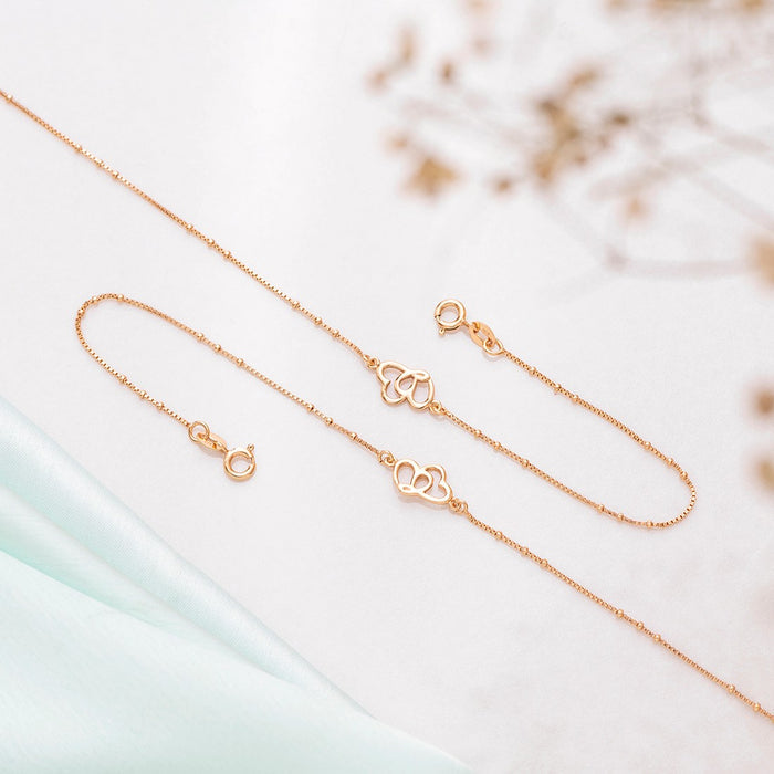 Hearts Rose-Gold plated 925 Anklet