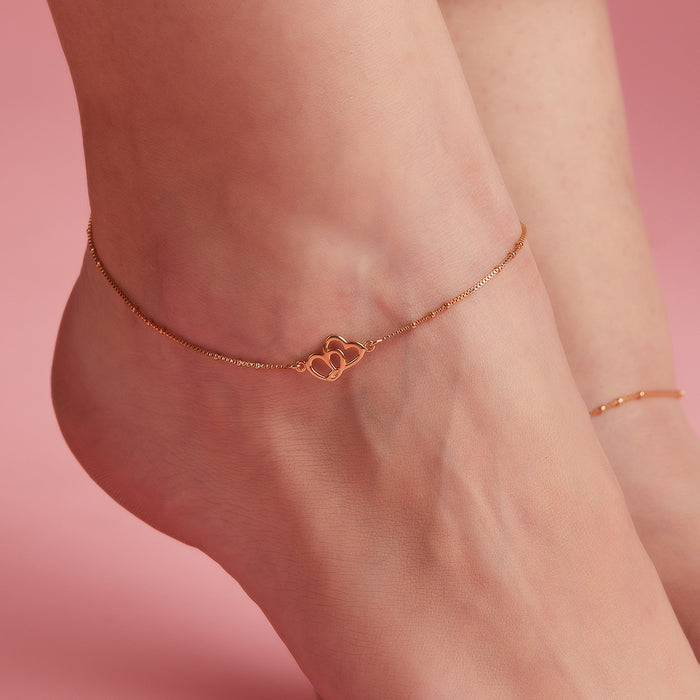 Hearts Rose-Gold plated 925 Anklet
