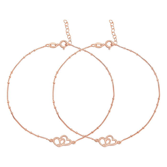 Hearts Rose-Gold plated 925 Anklet