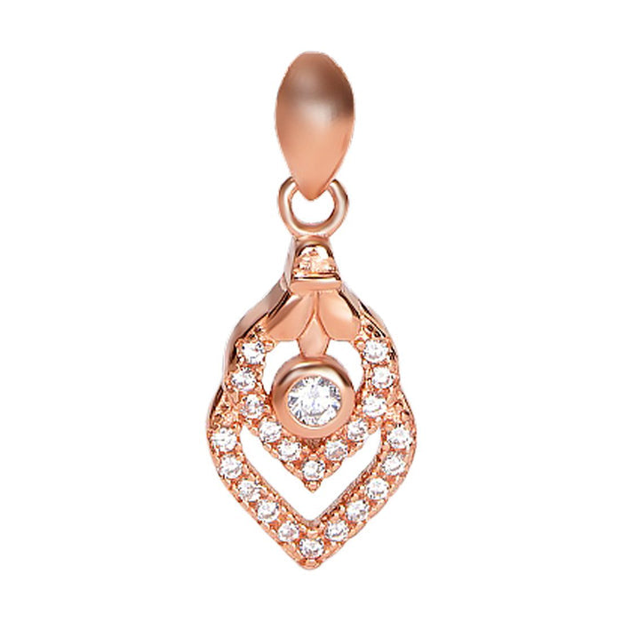 Hearty Elegance Radiant Rose Gold-Plated 925 Sterling Silver Pendant with Chain