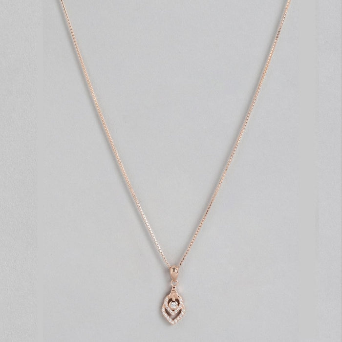 Hearty Elegance Radiant Rose Gold-Plated 925 Sterling Silver Pendant with Chain