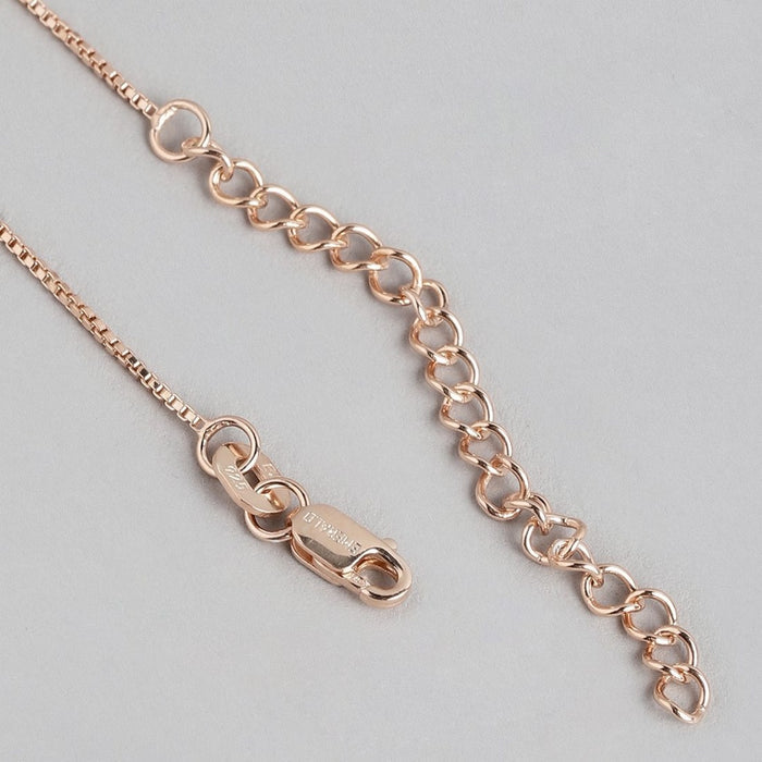 Hearty Elegance Radiant Rose Gold-Plated 925 Sterling Silver Pendant with Chain