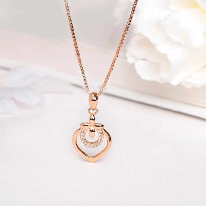 Hearty Radiant Rose Gold-Plated 925 Sterling Silver Pendant with Chain