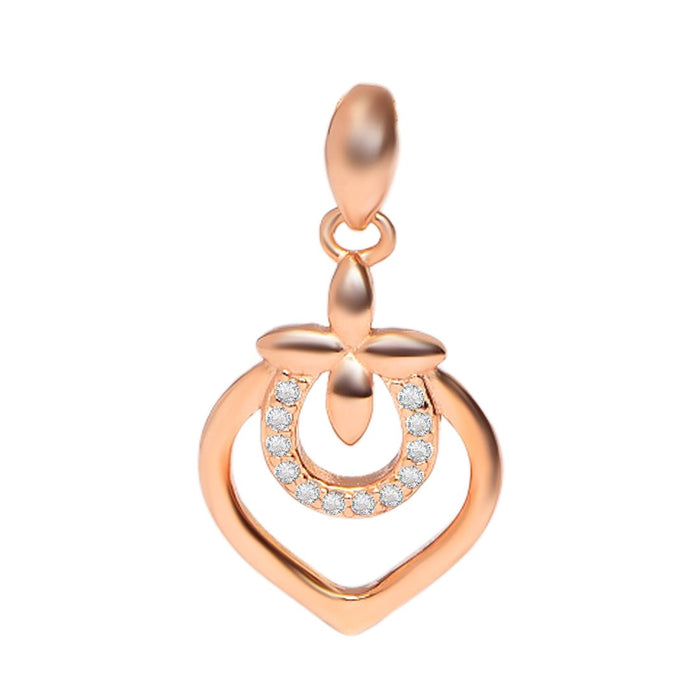 Hearty Radiant Rose Gold-Plated 925 Sterling Silver Pendant with Chain