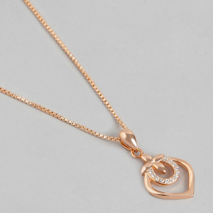 Hearty Radiant Rose Gold-Plated 925 Sterling Silver Pendant with Chain