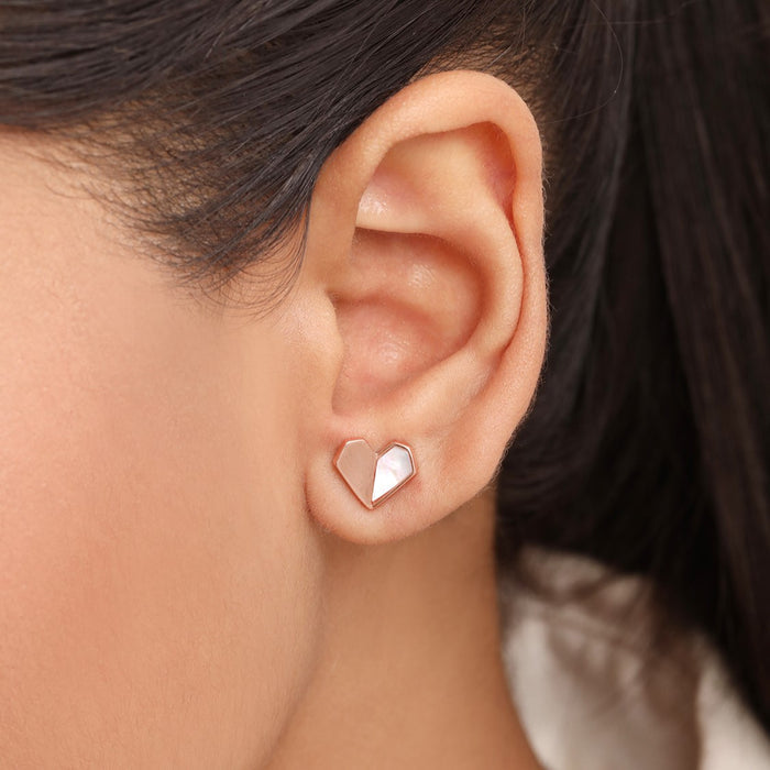Hearty Rose Gold Plated 925 Sterling Silver Stud Earring