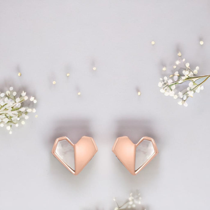 Hearty Rose Gold Plated 925 Sterling Silver Stud Earring