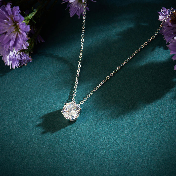 Her Constant Light Solitaire Rhodium Plated Necklace