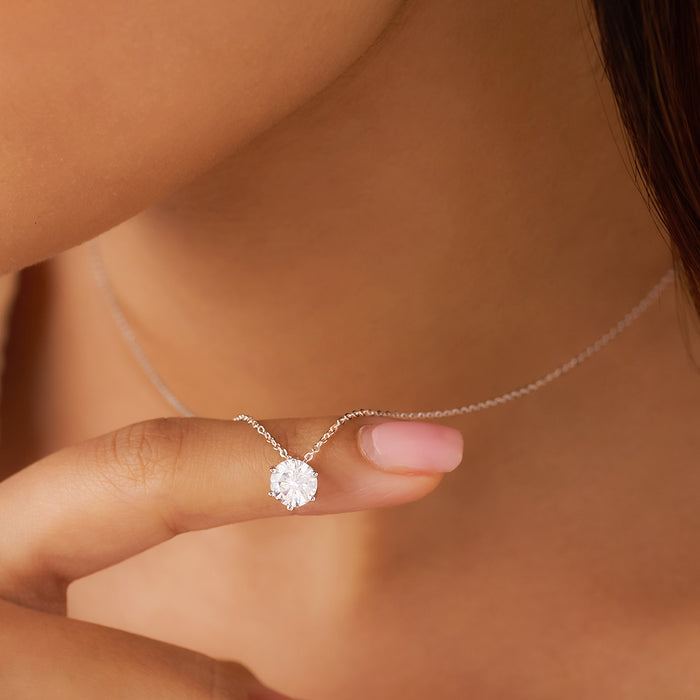 Her Constant Light Solitaire Rhodium Plated Necklace