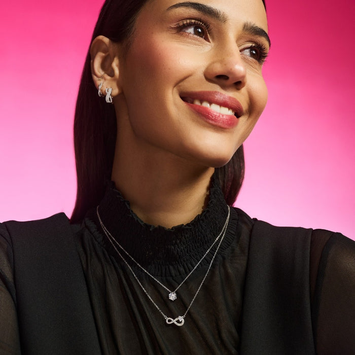 Her Constant Light Solitaire Rhodium Plated Necklace