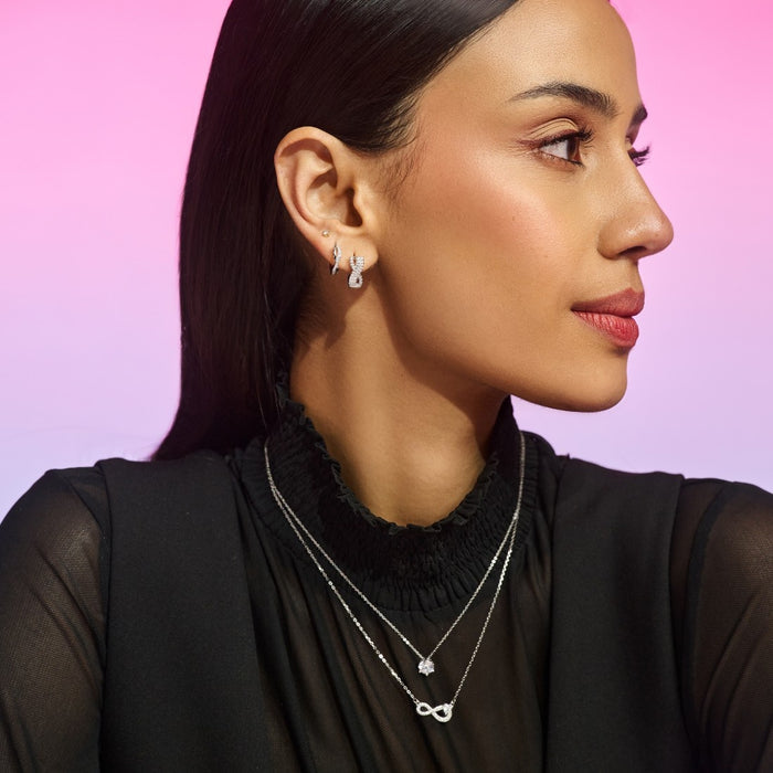 Her Constant Light Solitaire Rhodium Plated Necklace