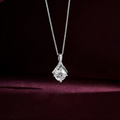 Her Defining Spark Solitaire Rhodium Plated 925 Silver Necklace