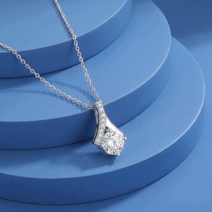 Her Defining Spark Solitaire Rhodium Plated Pendant with Link Chain