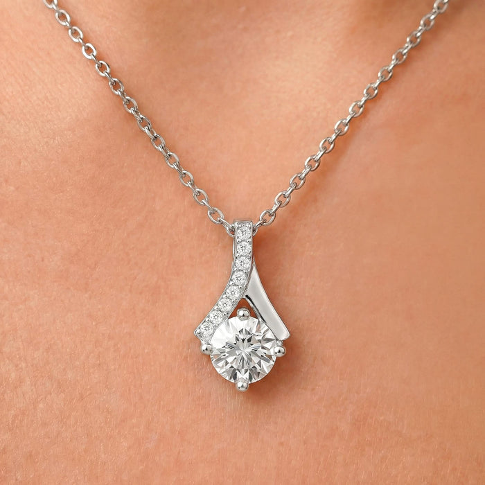 Her Defining Spark Solitaire Rhodium Plated Pendant with Link Chain