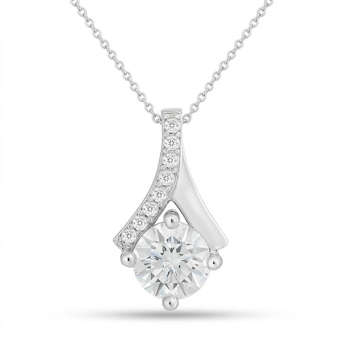 Her Defining Spark Solitaire Rhodium Plated Pendant with Link Chain