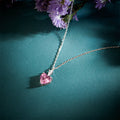 Her Heart's First Blush Pink Solitaire Rhodium Plated 925 Silver Necklace