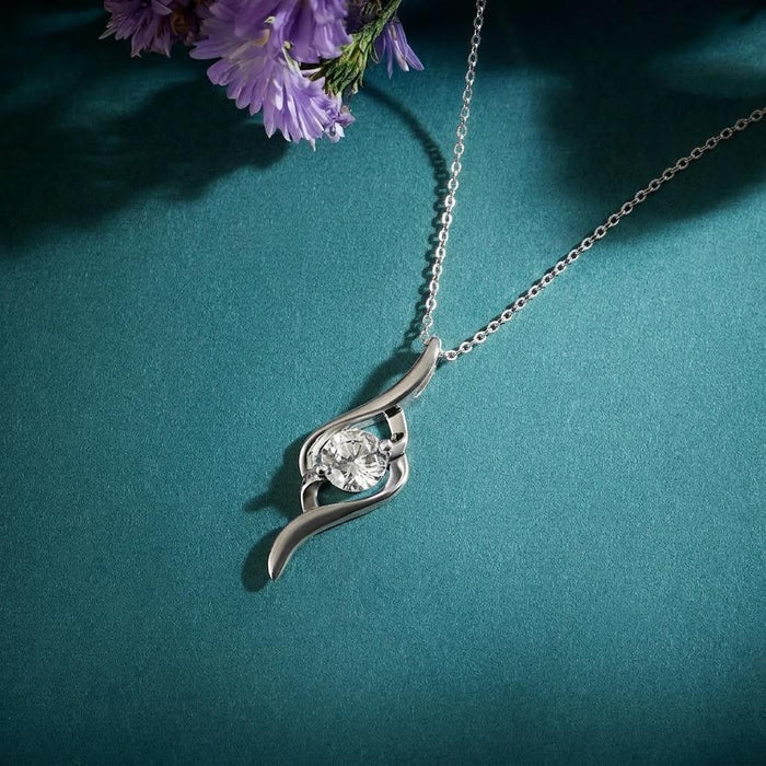 Her Inner Rhythm Solitaire Rhodium Plated 925 SIlver Link Chain Necklace