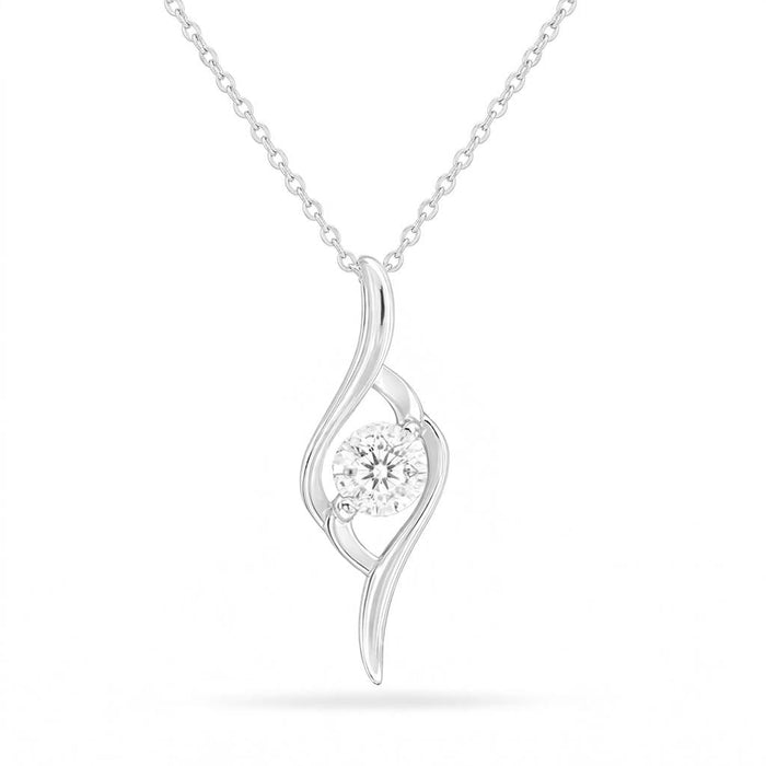 Her Inner Rhythm Solitaire Rhodium Plated 925 SIlver Link Chain Necklace