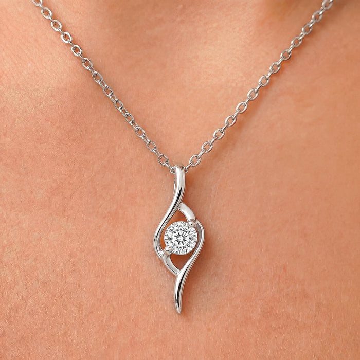 Her Inner Rhythm Solitaire Rhodium Plated 925 Silver Pendant with Link Chain