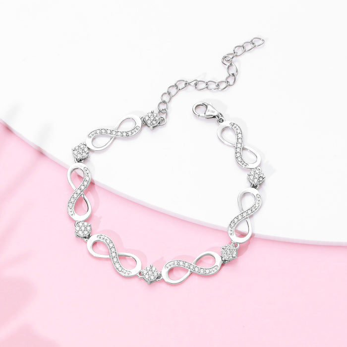 925 Sterling Silver Infinite Brilliance CZ-Studded Rhodium-Plated 925 Sterling Silver Bracelet for Women – Zavya