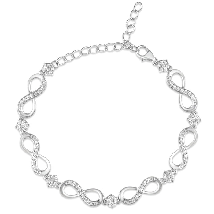 Elegant 925 Sterling Silver infinity bracelet for women, studded with sparkling CZ stones – Zavya