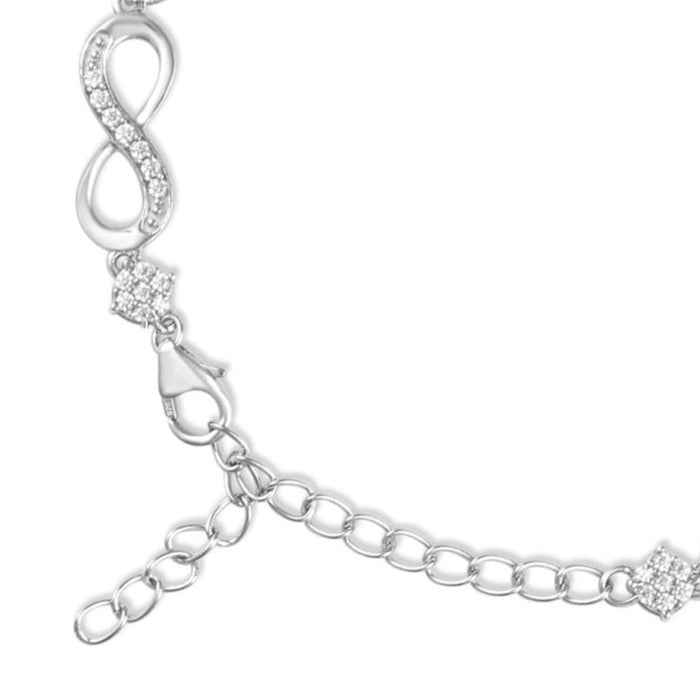 CZ studded 925 Sterling Silver infinity bracelet for women with an adjustable chain – Zavya