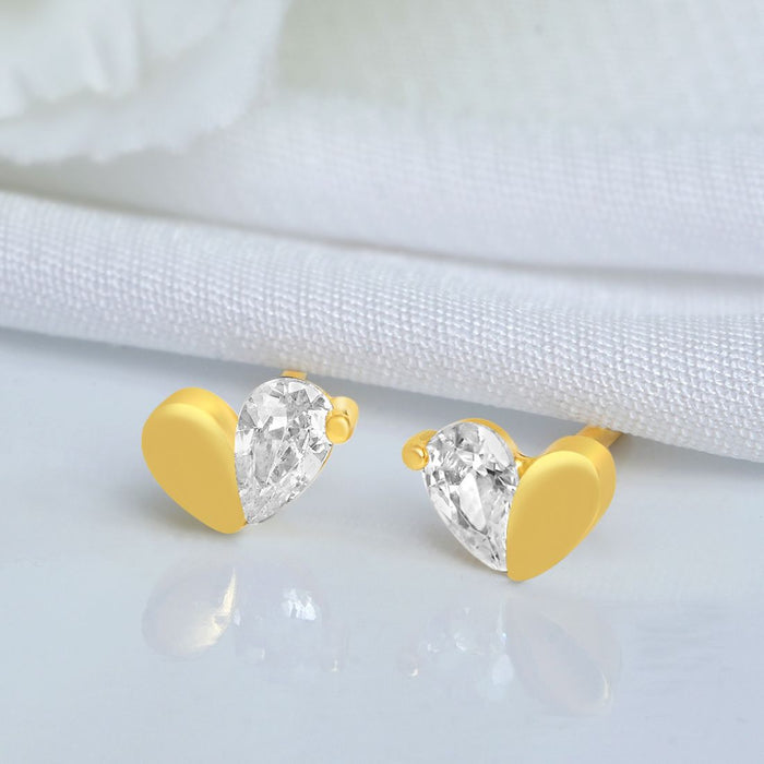 Hidden Heart Gold Plated 925 Sterling Silver Earrings