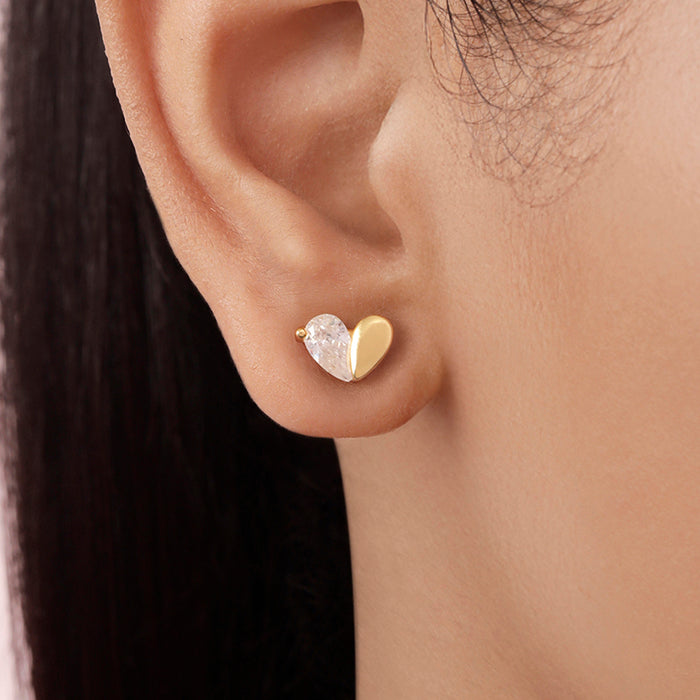 Hidden Heart Gold Plated 925 Sterling Silver Earrings