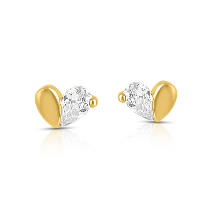 Hidden Heart Gold Plated 925 Sterling Silver Earrings