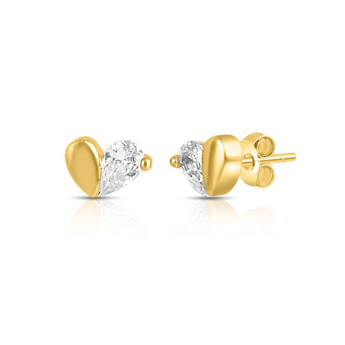 Hidden Heart Gold Plated 925 Sterling Silver Earrings