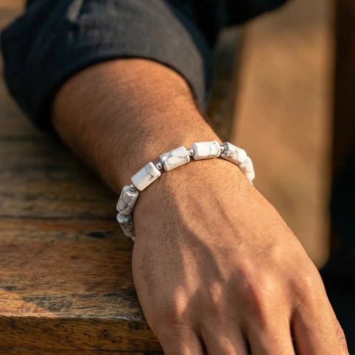 Howlite Rectangular Stone Bracelet - view 2