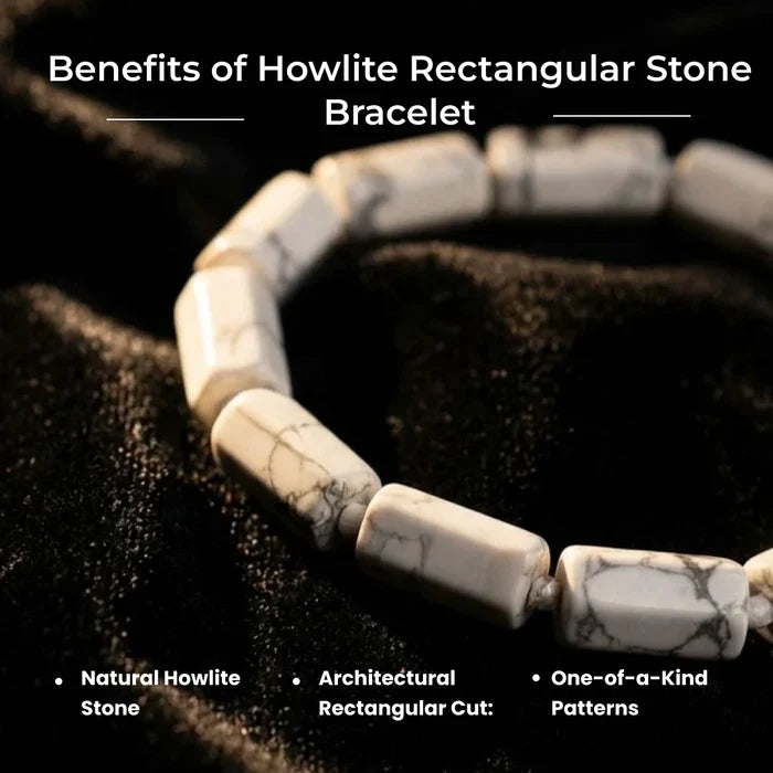 Howlite Rectangular Stone Bracelet - view 5