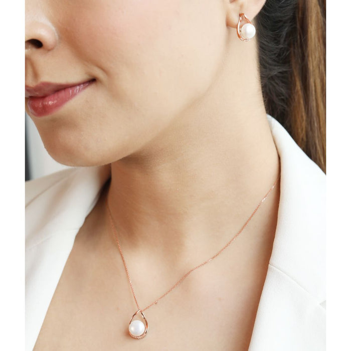 Ice And Spice Rose Gold Plated Pearl 925 Silver Jewellery Set