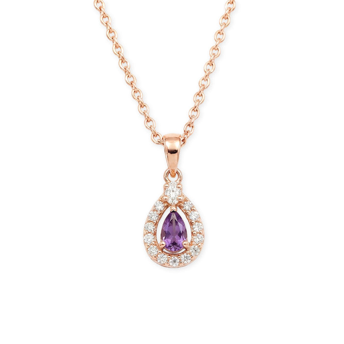 Imperial Purple Rose Gold Plated 925 Silver Pendant Necklace