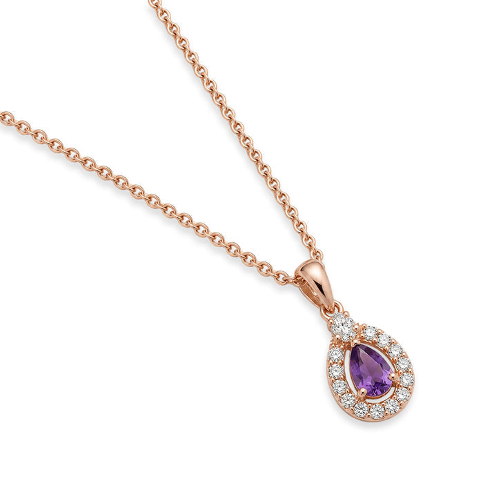 Imperial Purple Rose Gold Plated 925 Silver Pendant Necklace