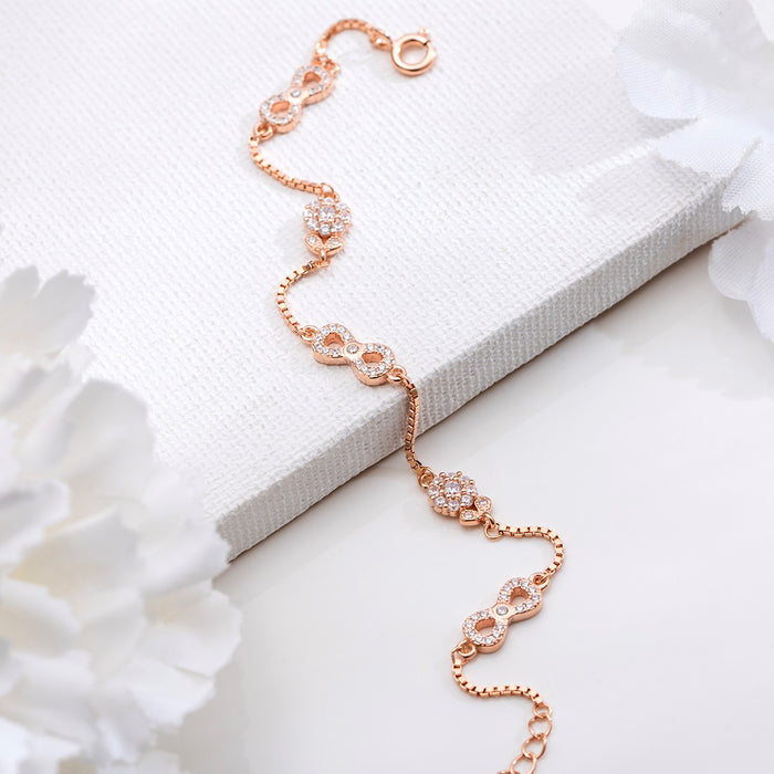 Infinite Elegance 925 Sterling Silver Rose Gold-Plated Bracelet