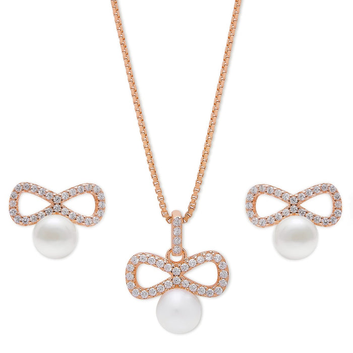 Infinite Elegance Rose gold Plated 925 Sterling Silver Jewelry Set
