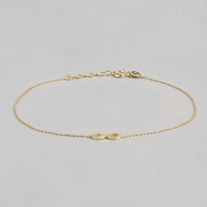 Infinite Glamour Gold-Plated 925 Sterling Silver Anklet with Cubic Zirconia