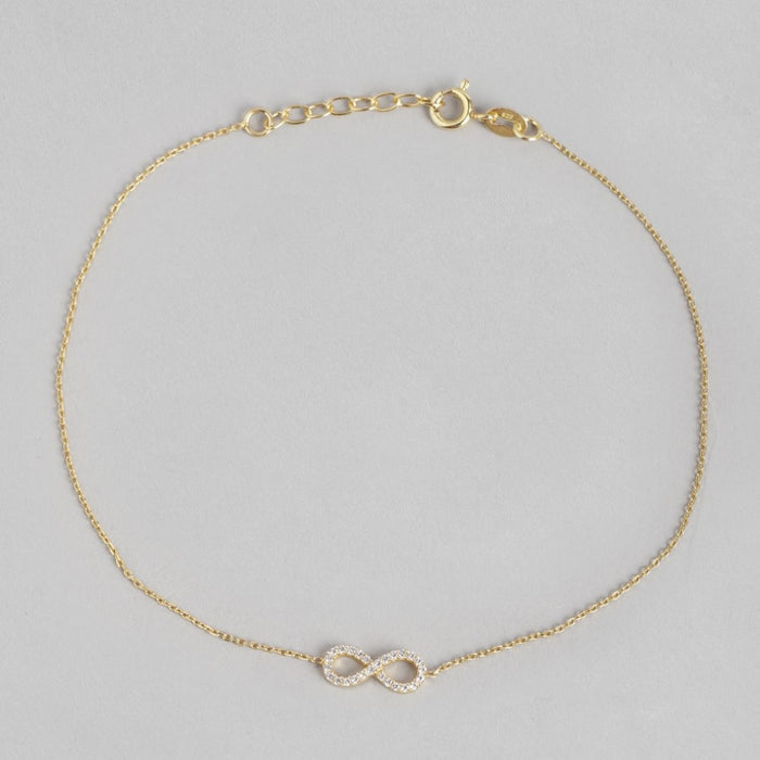 Infinite Glamour Gold-Plated 925 Sterling Silver Anklet with Cubic Zirconia