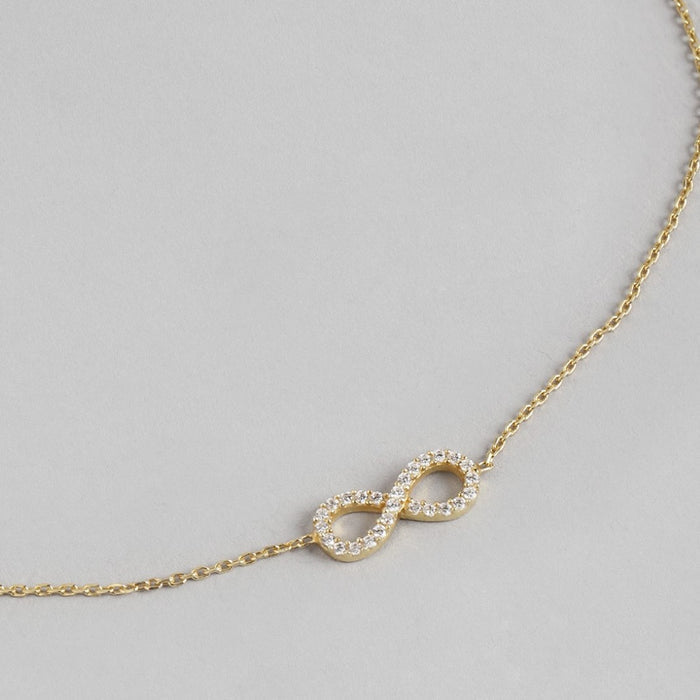 Infinite Glamour Gold-Plated 925 Sterling Silver Anklet with Cubic Zirconia