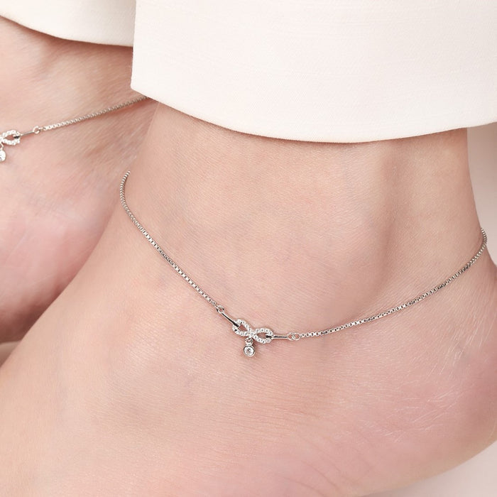 925 Sterling Silver Infinite Glamour Rhodium-Plated 925 Sterling Silver Anklet for Women – Zavya