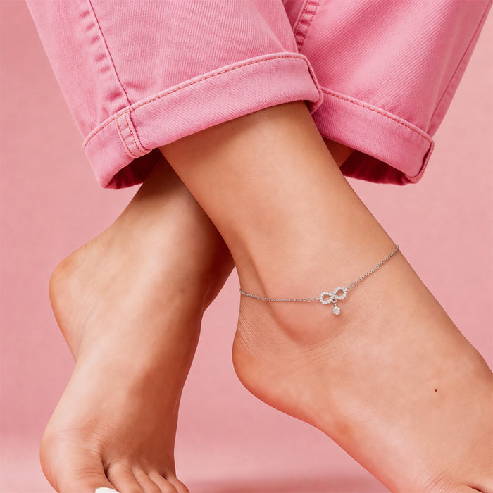 Infinite Glamour Rhodium Plated 925 Silver Anklet