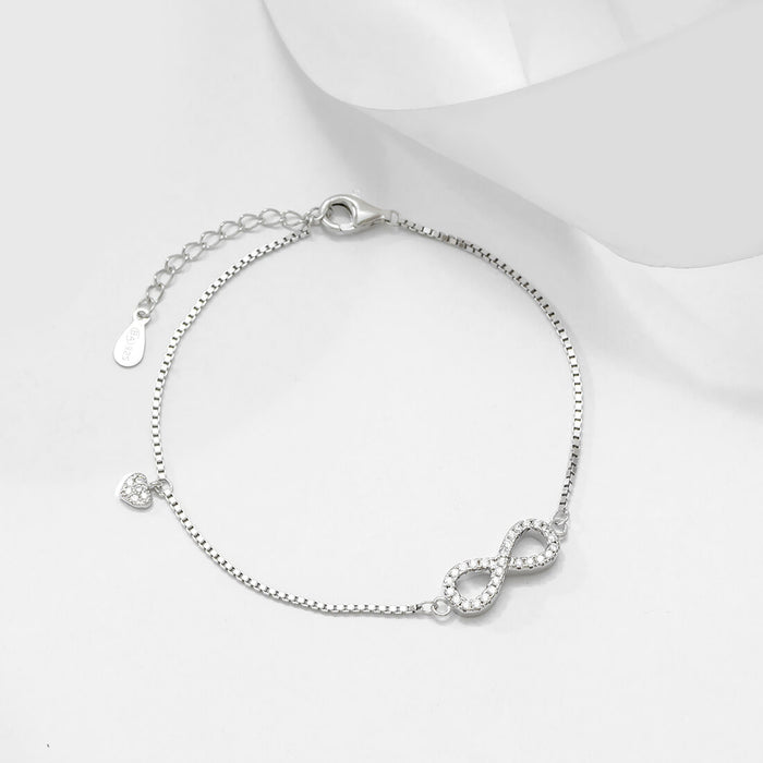 Infinite Love Rhodium Plated 925 Silver Infinity Bracelet (Adjustable)